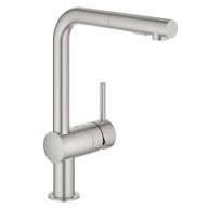 Grohe Minte ohm Kitchen faucet with shower L-spout, supersteel,