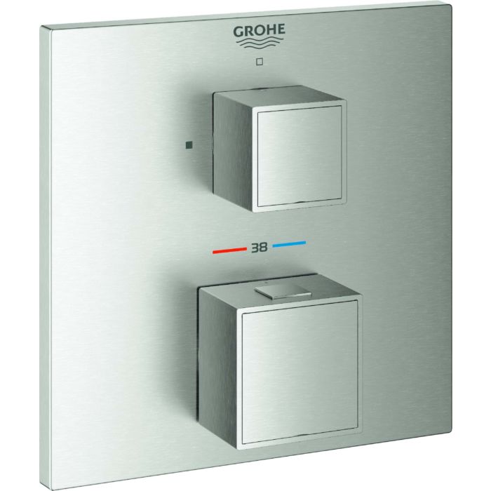 Grohe match1 Cube 24153DC0 supersteel, concealed shower thermost