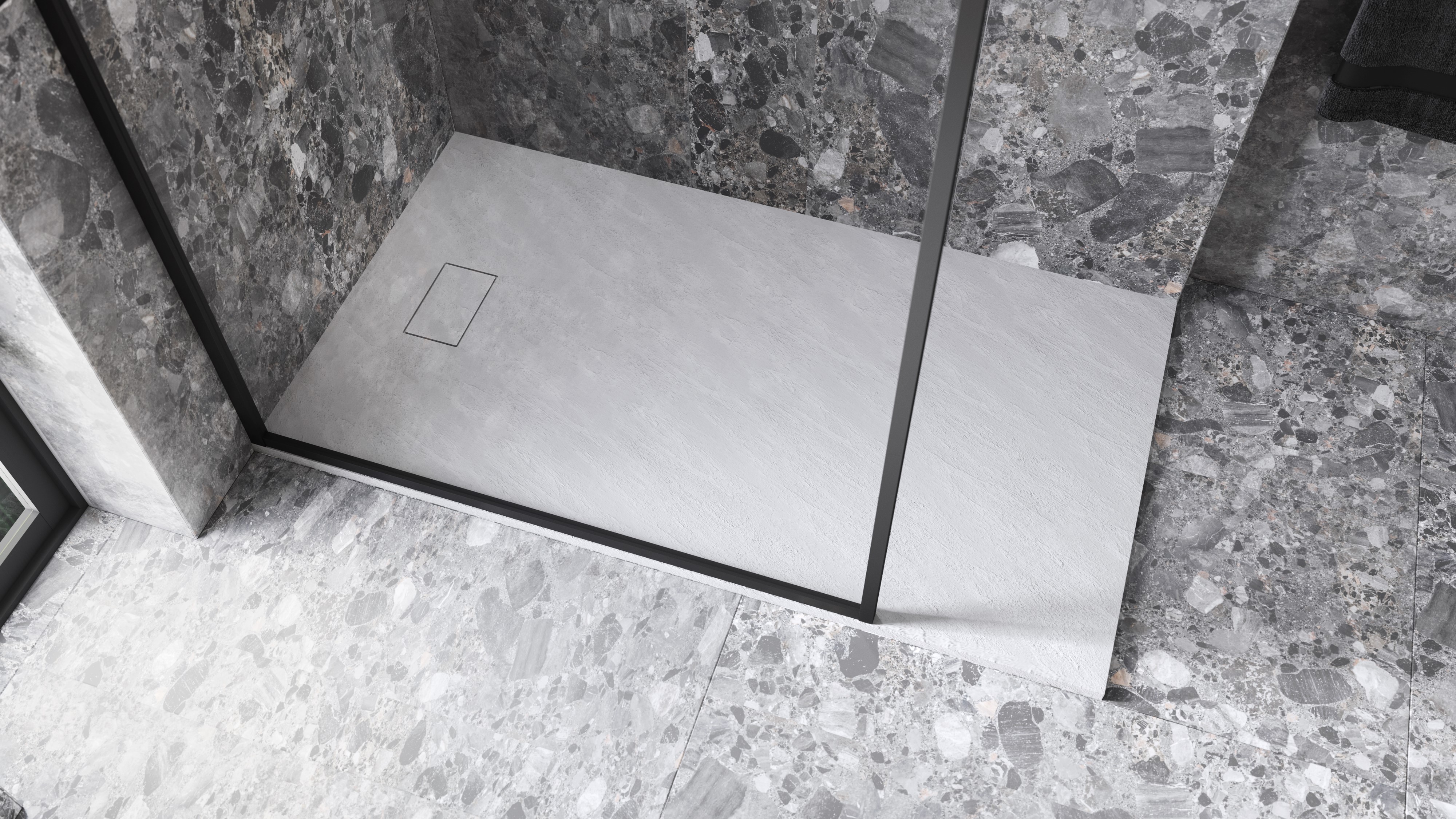 Stone shower tray with stone texture. 120X90X3,2